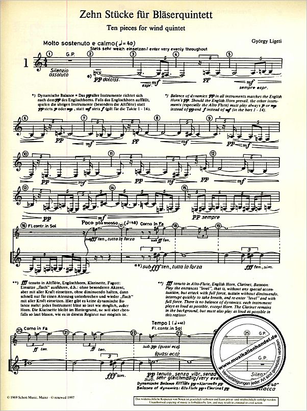 Notenbild für ED 6318 - STUECKE F BLAESERQUINTETT