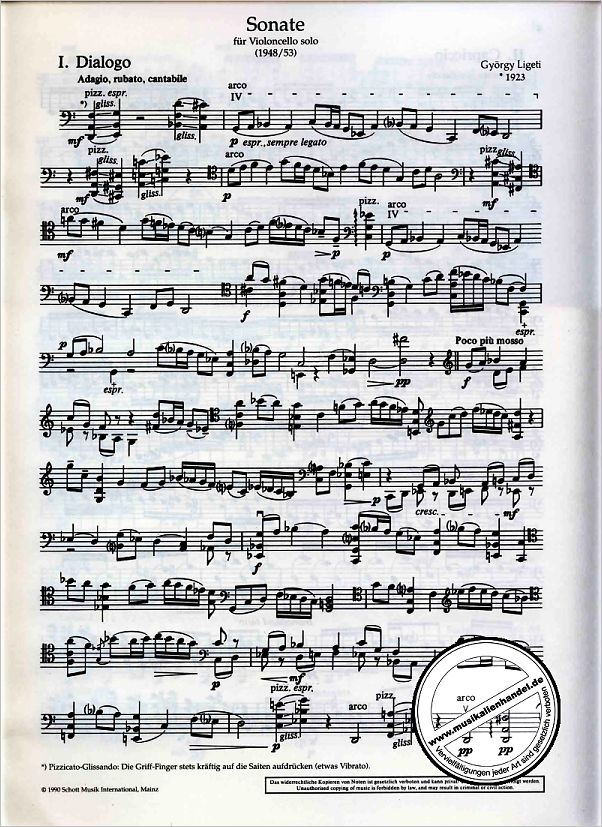 Notenbild für ED 7698 - Sonate (1948/1953) für Violoncello solo
