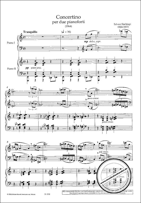 Notenbild für ED 9568 - CONCERTINO PER DUE PIANOFORTI (