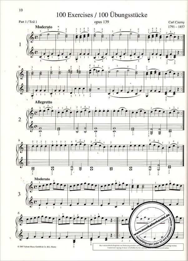 Notenbild für ED 9821 - 100 LEICHTE UEBUNGSSTUECKE OP 139