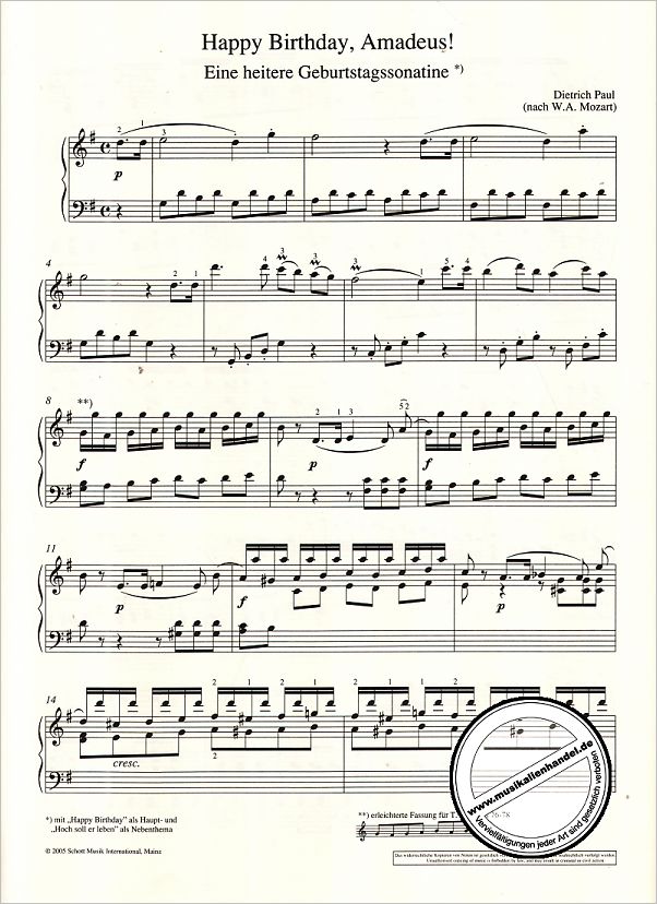 Notenbild für ED 9838 - HAPPY BIRTHDAY AMADEUS