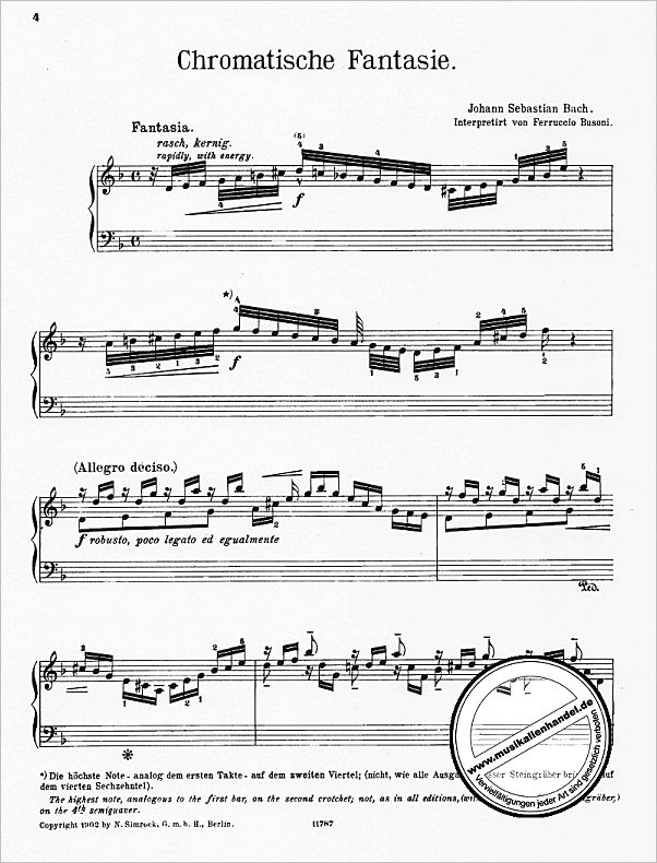 Notenbild für EE 0574 - CHROMATISCHE FANTASIE + FUGE BWV 903