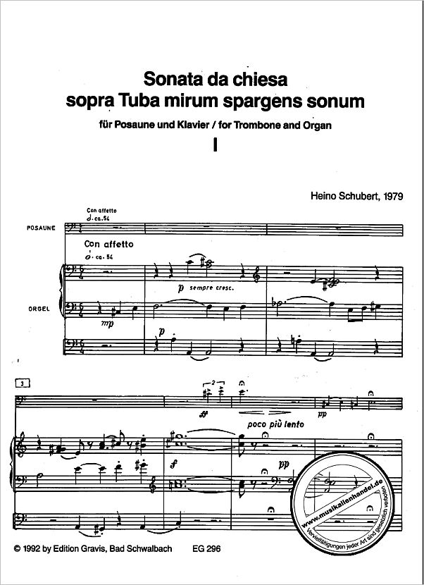 Notenbild für EG 296 - SONATA DA CHIESA SOPRA TUBA MIRUM SPARGENS SONUM