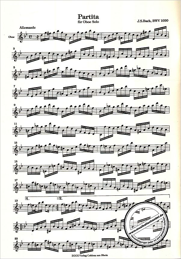 Notenbild für EGGE 9901 - PARTITA G-MOLL BWV 1030