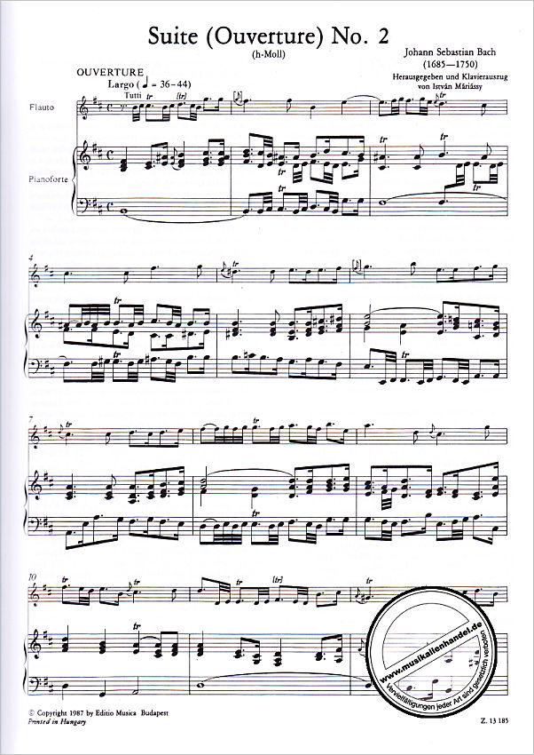 Notenbild für EMB 13185 - OUVERTUERE (ORCHESTERSUITE) 2 H-MOLL BWV 1067