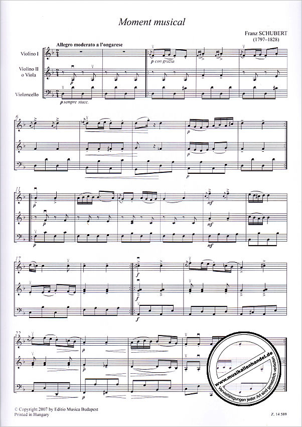 Notenbild für EMB 14589 - ROMANTIC TRIO MUSIC FOR BEGINNERS