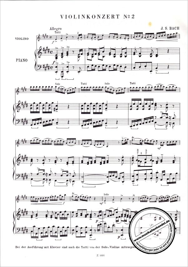 Notenbild für EMB 1601 - KONZERT 2 E-DUR BWV 1042 - VL S