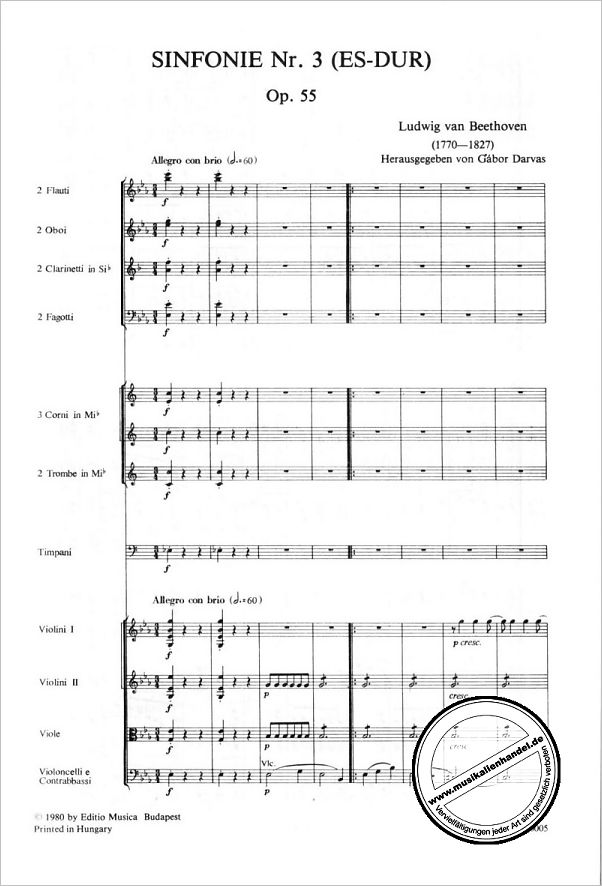 Notenbild für EMB 40005 - SINFONIE 3 ES-DUR OP 55 (EROICA)