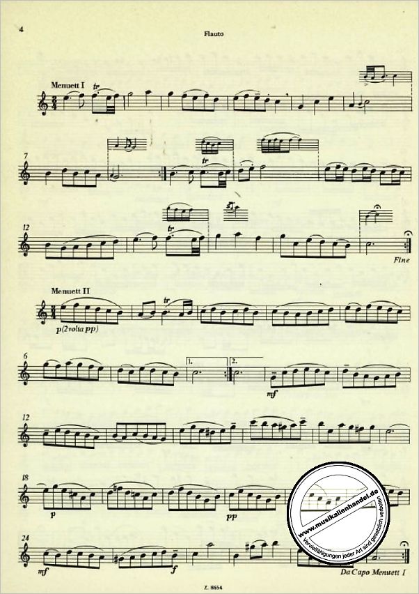 Notenbild für EMB 8654 - SONATE C-DUR BWV 1033