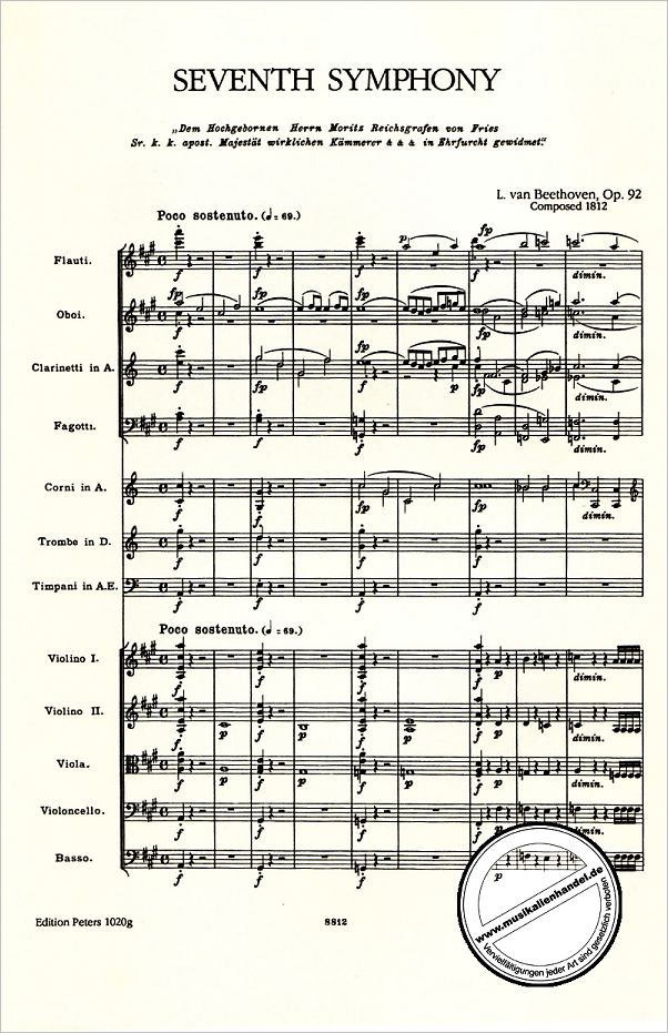Notenbild für EP 1020G - SINFONIE 7 A-DUR OP 92
