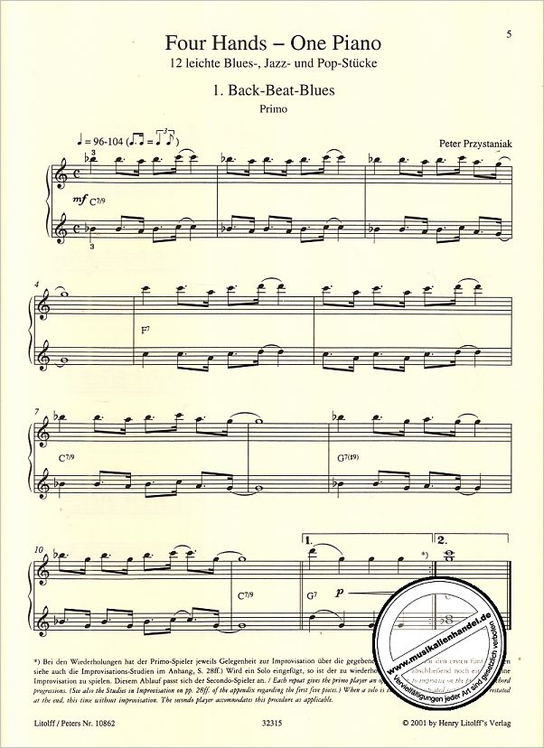 Notenbild für EP 10862 - FOUR HANDS - ONE PIANO