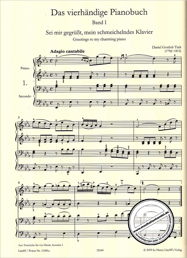 Notenbild für EP 11081A - DAS VIERHAENDIGE PIANOBUCH 1
