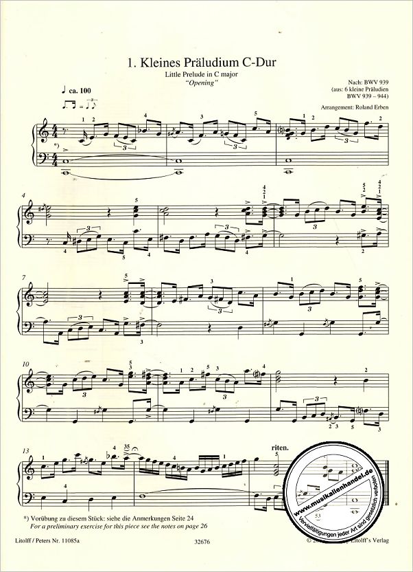 Notenbild für EP 11085A - SWINGING BAROQUE PIANO 1 - BACH J S