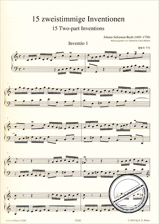 Notenbild für EP 11242 - 15 ZWEISTIMMIGE INVENTIONEN BWV 772-786