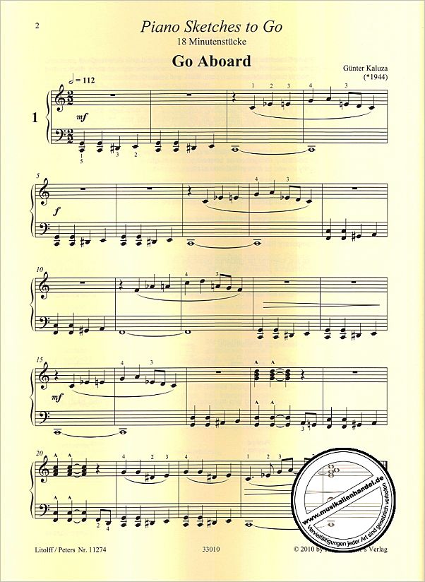 Notenbild für EP 11274 - PIANO SKETCHES TO GO - 18 MINUTENSTUECKE