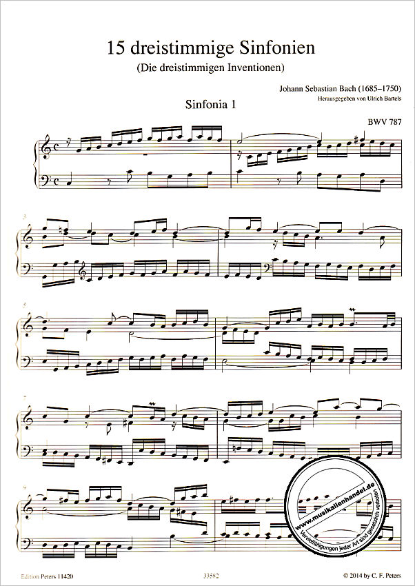 Notenbild für EP 11420 - 15 DREISTIMMIGE INVENTIONEN (SINFONIEN) BWV 787-801