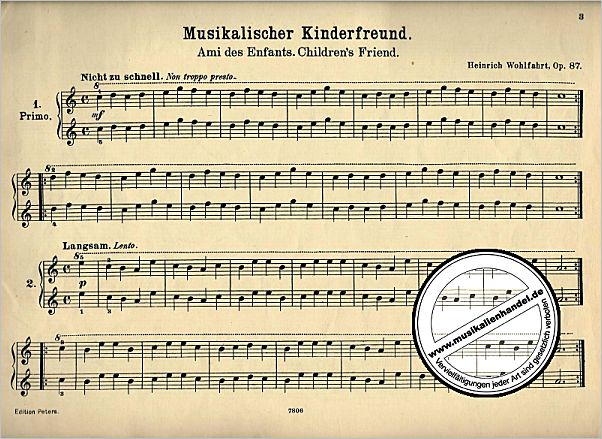 Notenbild für EP 1330 - MUSIKALISCHER KINDERFREUND OP 87