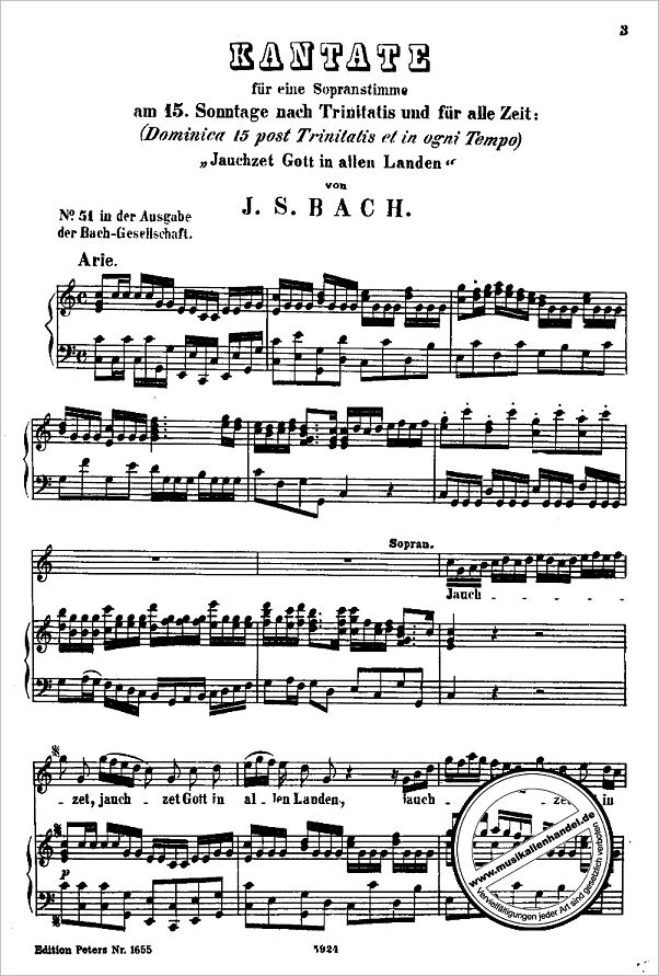 Notenbild für EP 1655 - KANTATE 51 JAUCHZET GOTT IN ALLEN LANDEN BWV 51