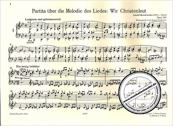 Notenbild für EP 3945A - 6 CHORALVORSPIELE OP 104