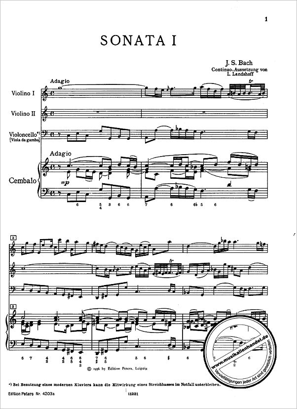 Notenbild für EP 4203A - TRIOSONATEN 1 BWV 1037 / 1039