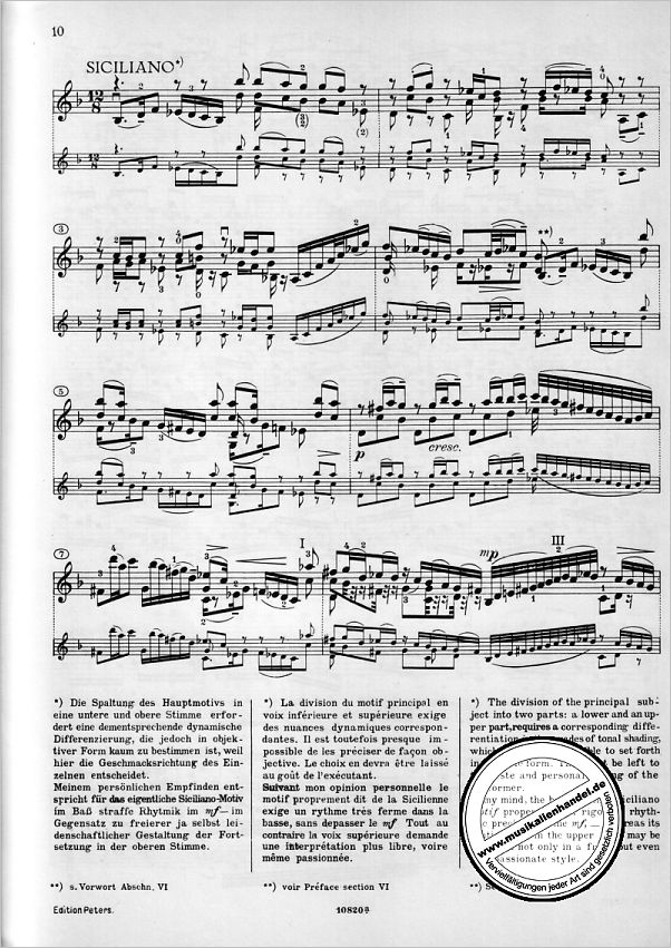 Notenbild für EP 4308 - 3 SONATEN + 3 PARTITEN BWV 1001-1006