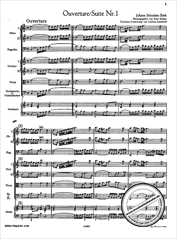 Notenbild für EP 4416 - OUVERTUERE (ORCHESTERSUITE) 1 C-DUR BWV 1066