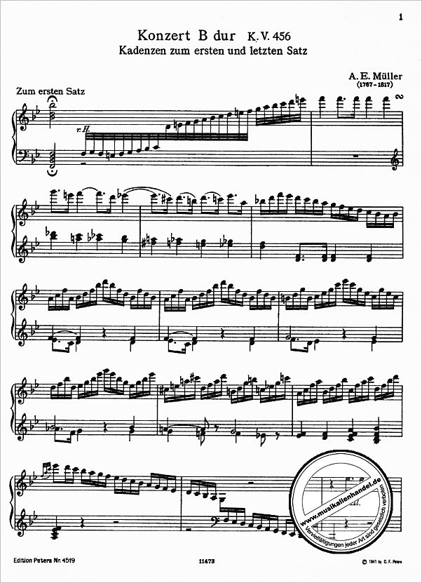 Notenbild für EP 4519 - KADENZEN ZU MOZART KONZERTEN