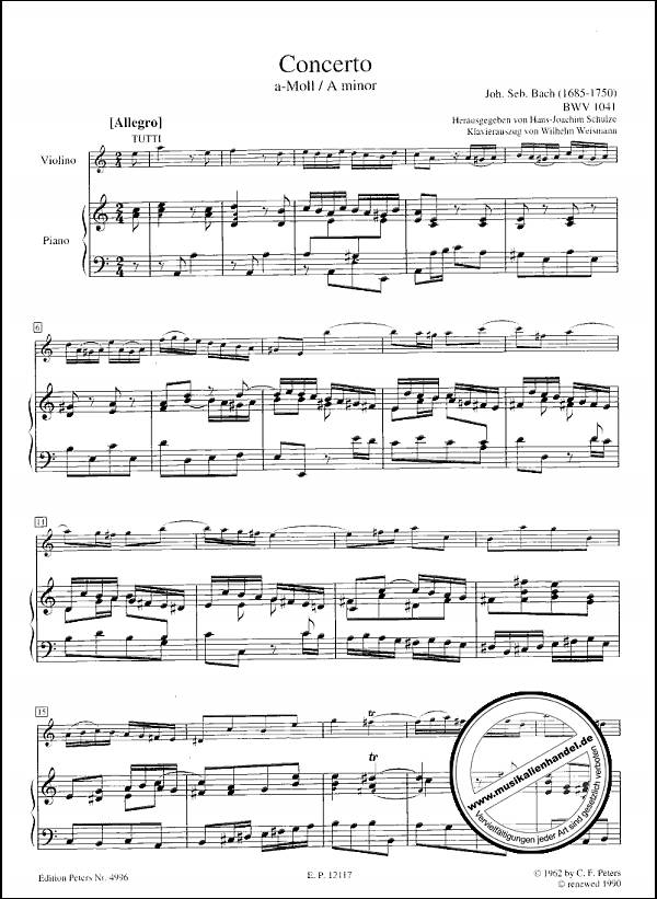 Notenbild für EP 4996 - KONZERT 1 A-MOLL BWV 1041 - VL