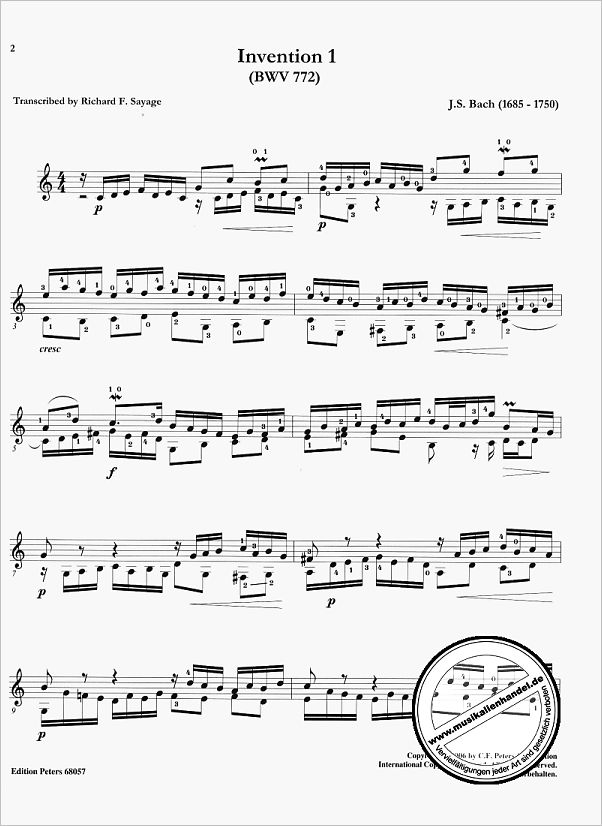 Notenbild für EP 68057 - 15 ZWEISTIMMIGE INVENTIONEN BWV 772-786