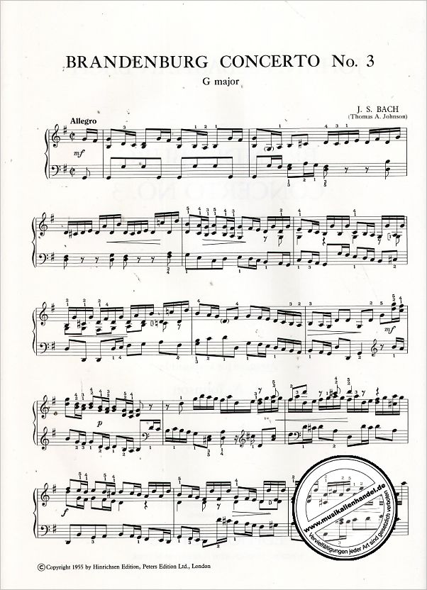 Notenbild für EP 7889 - BRANDENBURGISCHES KONZERT 3 G-DUR BWV 1048