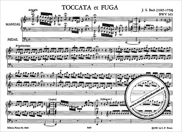 Notenbild für EP 8464 - TOCCATA + FUGE D-MOLL BWV 565