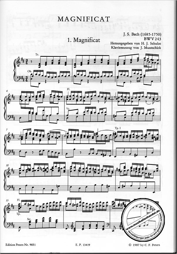 Notenbild für EP 9851 - MAGNIFICAT D-DUR BWV 243