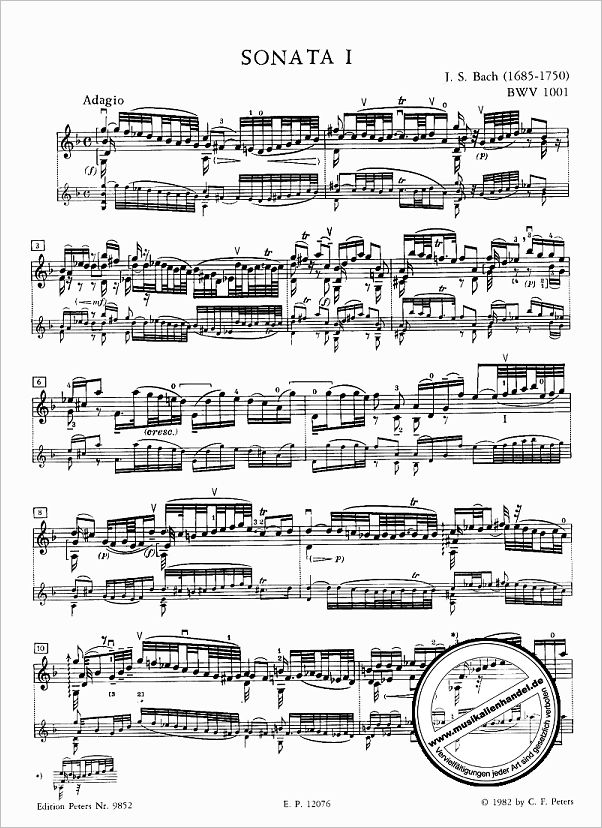 Notenbild für EP 9852 - 3 SONATEN + 3 PARTITEN BWV 1001-1006 VL SOLO