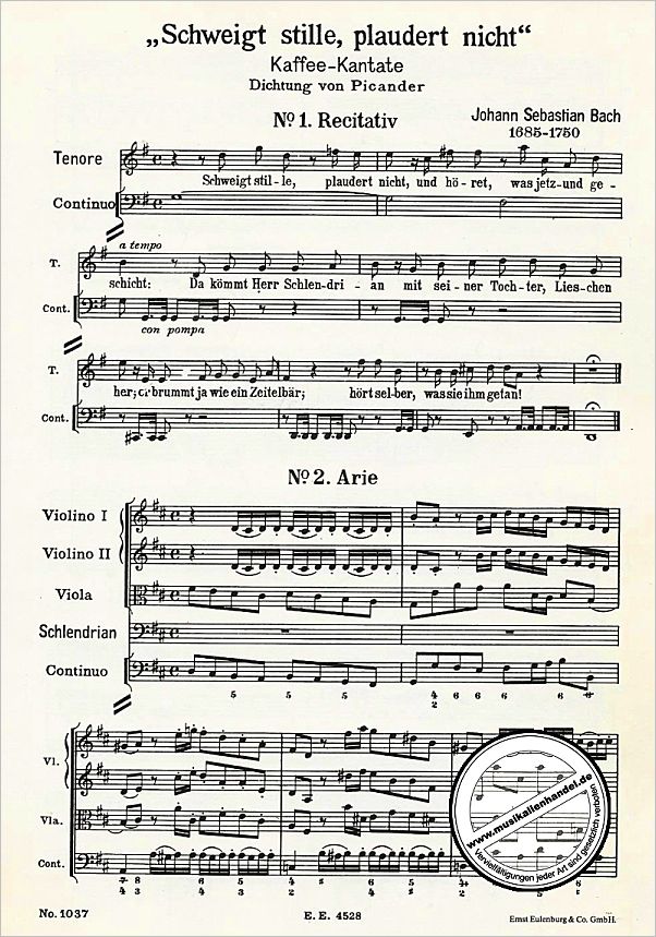 Notenbild für ETP 1037 - KANTATE 211 SCHWEIGT STILLE PLAUDERT NICHT BWV 211