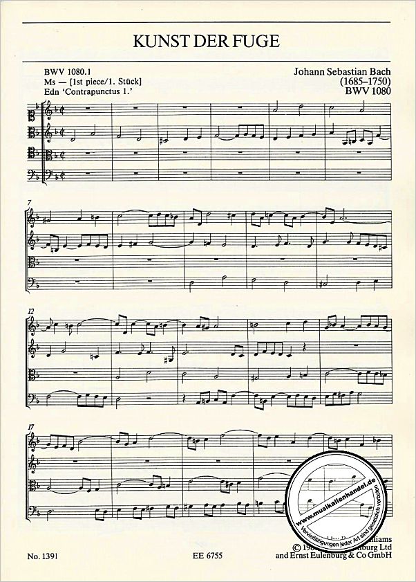 Notenbild für ETP 1391 - KUNST DER FUGE BWV 1080