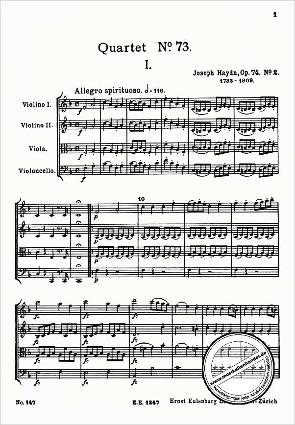 Notenbild für ETP 147 - QUARTETT F-DUR OP 74/2 HOB 3/73