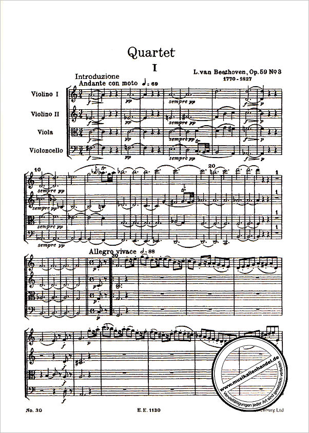 Notenbild für ETP 30 - QUARTETT C-DUR OP 59/3