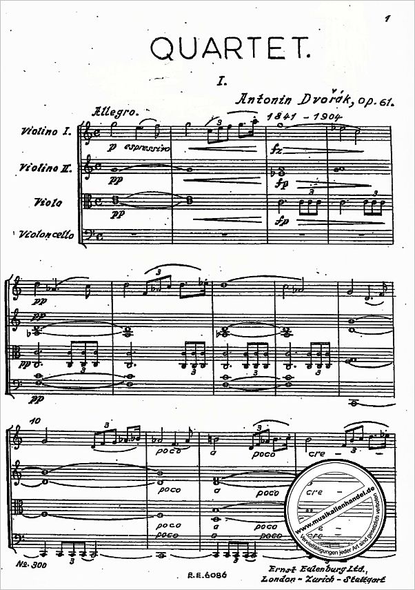 Notenbild für ETP 300 - QUARTETT 11 C-DUR OP 61