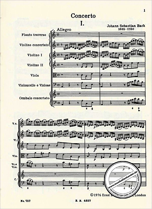 Notenbild für ETP 757 - KONZERT A-MOLL BWV 1044