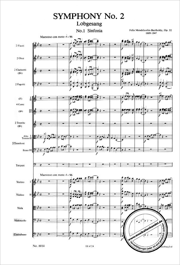 Notenbild für ETP 8014 - LOBGESANG B-DUR OP 52 (SINFONIE 2)