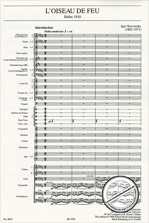 Notenbild für ETP 8043 - DER FEUERVOGEL ORIGINAL BALLETT VERSION 1910