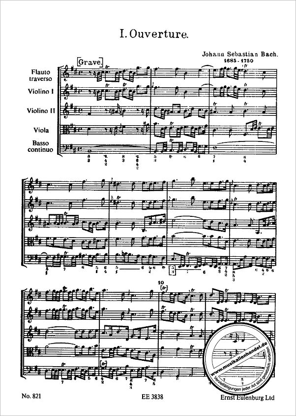 Notenbild für ETP 821 - OUVERTUERE (ORCHESTERSUITE) 2 H-MOLL BWV 1067
