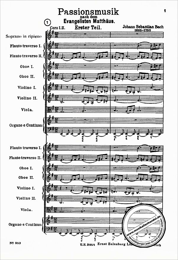 Notenbild für ETP 953 - MATTHAEUS PASSION BWV 244