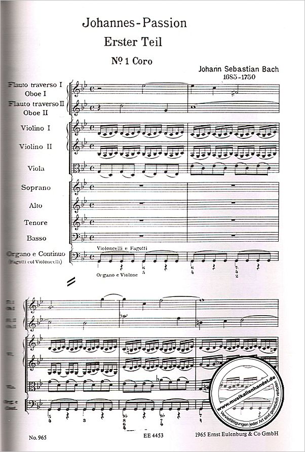 Notenbild für ETP 965 - JOHANNES PASSION BWV 245