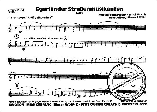Notenbild für EWOTON 1200 - EGERLAENDER STRASSENMUSIKANTEN