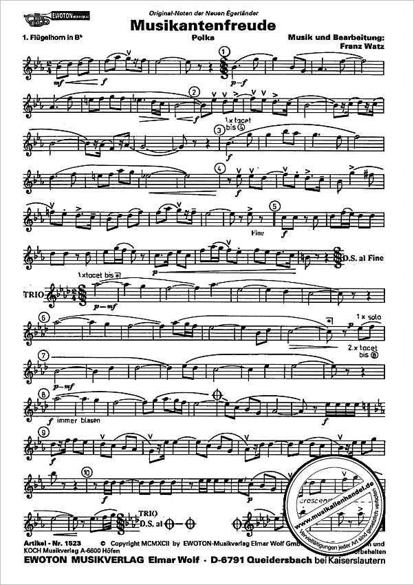 Notenbild für EWOTON 1523 - MUSIKANTENFREUDE - POLKA