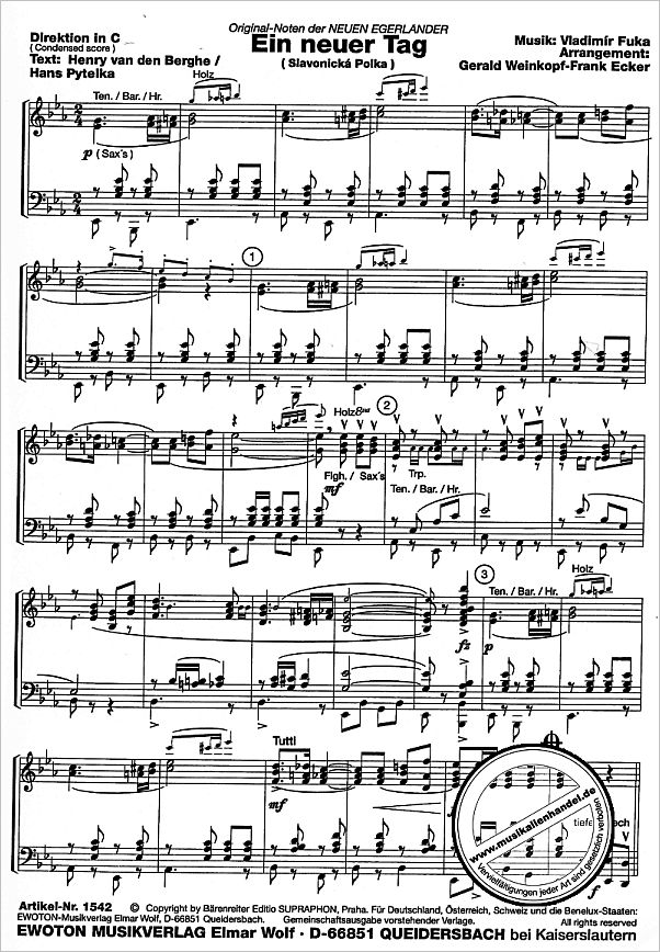 Notenbild für EWOTON 1542 - EIN NEUER TAG (SLAVONICKA POLKA)