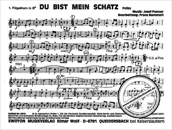 Notenbild für EWOTON 2014 - DU BIST MEIN SCHATZ + IM MAERCHENWALD