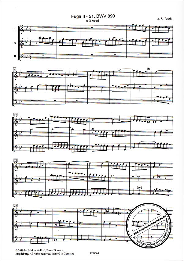 Notenbild für FE -B005 - FUGE BWV 890