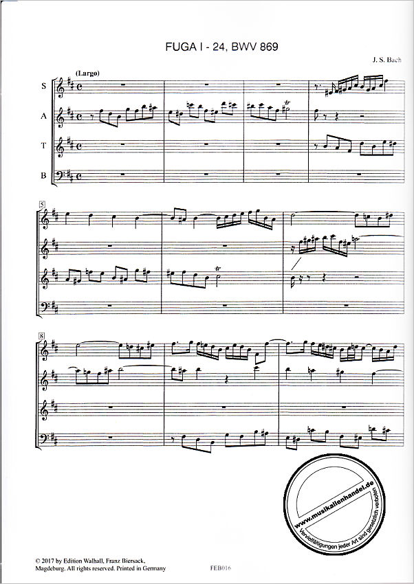 Notenbild für FE -B016 - FUGE BWV 869